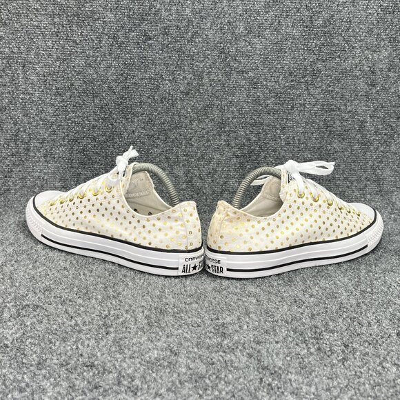 Converse Sneakers Womens Size 9 Cream Canvas Gold Chuck Taylor All Star Low Lace - Picture 6 of 12